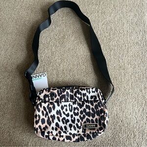 NWT Ganni Leopard Tech Festival Crossbody Bag